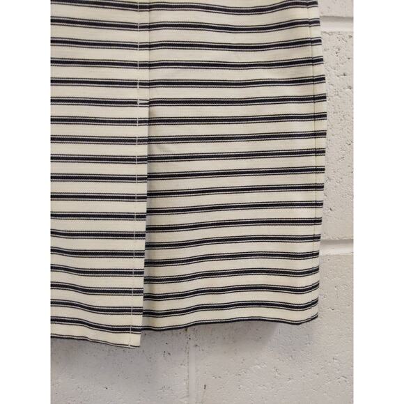 Ann Taylor Loft Skirt Sz 4 White Black Stripe Twill Faux Wrap Sailor Nautical - Picture 4 of 7